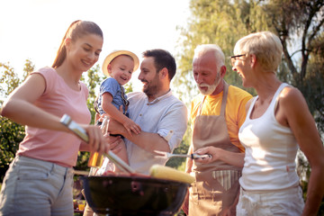 Family having a barbecue party