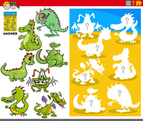 Fototapeta premium matching shapes game with cartoon dragon characters
