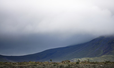 Lingering clouds over the mountains
