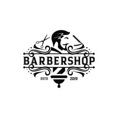 Vintage Barbershop Logo Vector Template