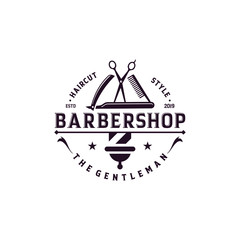 Vintage Barbershop Logo Vector Template