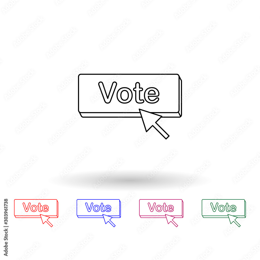 Poster voting button multi color icon. simple thin line, outline vector of election icons for ui and ux, we