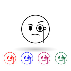 Scrutinizes multi color icon. Simple thin line, outline vector of emoji icons for ui and ux, website or mobile application