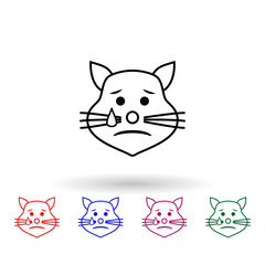Crying cat multi color icon. Simple thin line, outline vector of emoji icons for ui and ux, website or mobile application