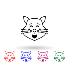 Tired cat multi color icon. Simple thin line, outline vector of emoji icons for ui and ux, website or mobile application