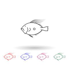John kuparu multi color icon. Simple thin line, outline vector of fish icons for ui and ux, website or mobile application