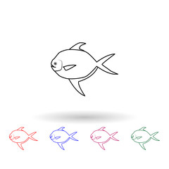 White pomfret multi color icon. Simple thin line, outline vector of fish icons for ui and ux, website or mobile application