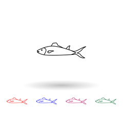 Spanish mackerel multi color icon. Simple thin line, outline vector of fish icons for ui and ux, website or mobile application