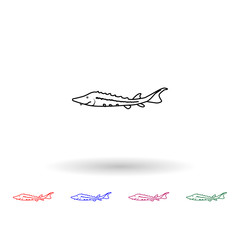Lake sturgeon multi color icon. Simple thin line, outline vector of fish icons for ui and ux, website or mobile application