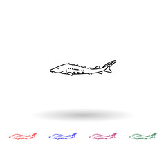 Atlantic sturgeon multi color icon. Simple thin line, outline vector of fish icons for ui and ux, website or mobile application