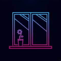 Flower pot in window nolan icon. Simple thin line, outline vector of household icons for ui and ux, website or mobile application