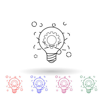 Light bulb and gear atom multi color icon. Simple thin line, outline vector of idea icons for ui and ux, website or mobile application