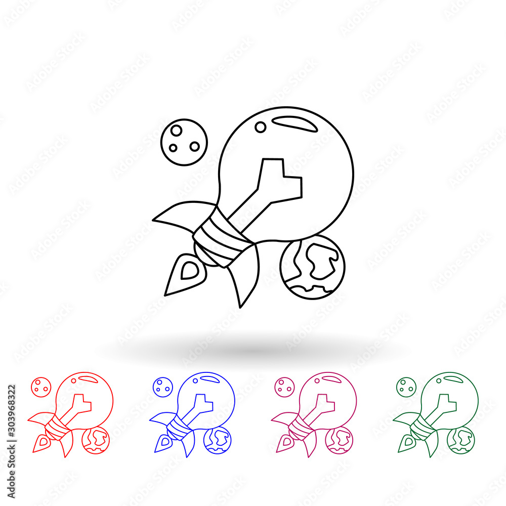 Poster light bulb multi color icon. simple thin line, outline vector of idea icons for ui and ux, website o