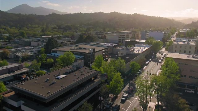 Aerial: Downtown San Rafael in Marin County. California, USA . 20 April 2019