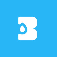 Minimal and Bold letter mark B with drop water logo concept.