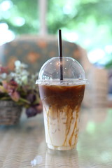 cold iced coffee drink in cafe