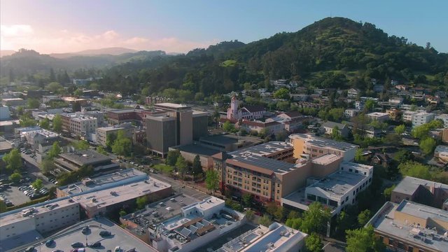 Aerial: Downtown San Rafael in Marin County. California, USA 