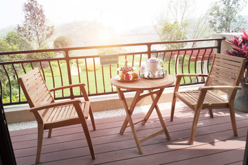 Table and chairs on the balcony