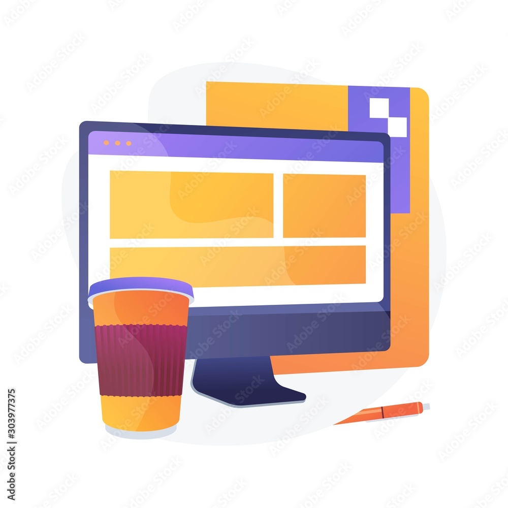Fototapete internet website design development. web designer workspace, homepage wireframe, user interface layo