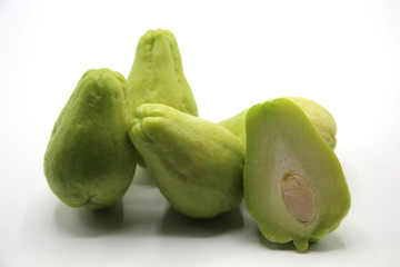 Organic fresh Chayote isolated on white background