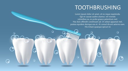 Toothbrushing vector medical poster banner design template