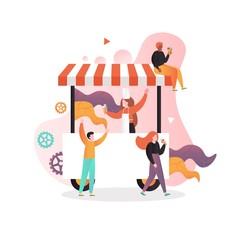 Amusement park ice cream cart vector concept for web banner, website page