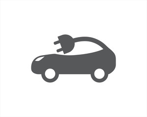 car icon in flat style. smart or intelligent car. Hybrid Vehicles logo logotype. Eco friendly auto or electric vehicle. Road sign template. Vector illustration of minimalistic flat design.