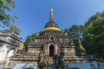 Fototapeta premium The ancient stupa or pagoda in the old temples in Chiang Mai, Thailand