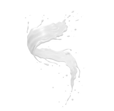 Twisted milk splash isolated on background, liquid or Yogurt splash, Include clipping path. 3d rendering.