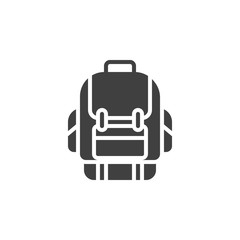 Hiking backpack vector icon. filled flat sign for mobile concept and web design. Backpack rucksack glyph icon. Symbol, logo illustration. Tourist knapsack vector graphics