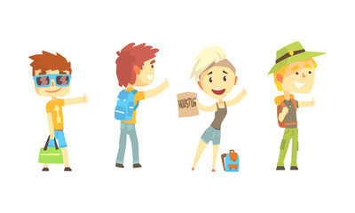 Young Tourist Characters Wearing Comfy Outfit Vector Illustrations