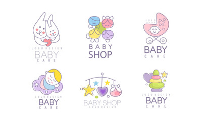Baby Shop Logos Variant Design Vector Set.