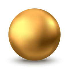 Gold sphere or oil bubble isolated on white background. - obrazy, fototapety, plakaty