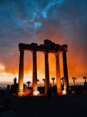 Fototapeta premium Temple of Apollo in Side against dramatic sky
