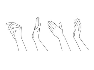 Collection of hand gestures in a linear style. Vector illustration