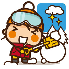 がっこうKids 雪だるま作る女子 雪遊び