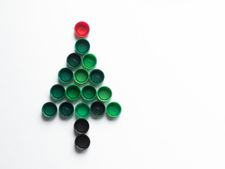 alternative Christmas tree of bottle caps