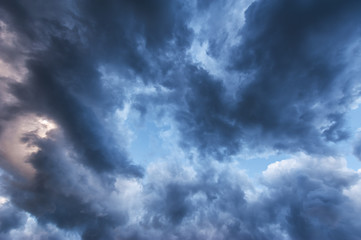Ominous storm cloudscape at sunset