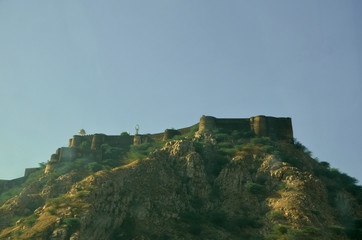 Fototapeta na wymiar Kuchaman Fort atop a 300 m high cliff.,Kuchaman city, Nagour, Rajastan, India
