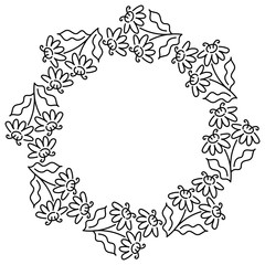 Vector frame with simple autumn leaf shapes. Hand drawn illustration.