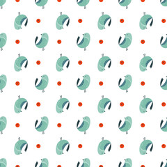 Seamless pattern with cute birds. Vector design