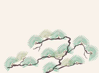 Japanese traditional  retro style illustration of pine tree pattern vector background 