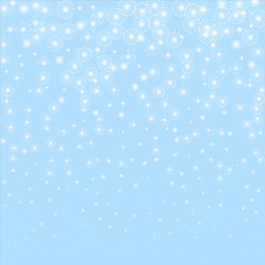 Sparce snow Snow flakes. Beauteous winter silver snowflake overlay template. Fancy vector illustration.