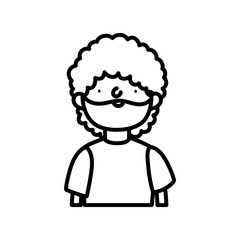 bearded man portrait on white background thick line