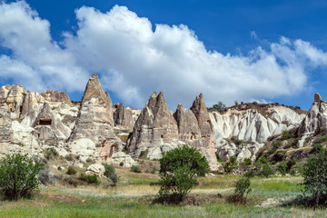 Naklejka premium Formation of Fairy Chimneys Goreme Cappadocia landscape, Turkey
