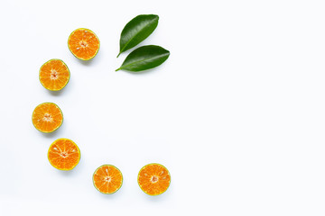 Fresh orange on white background.