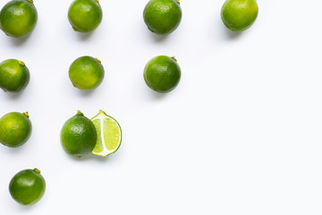 Fresh limes isolated on white
