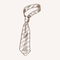 Fashionable striped male necktie hand drawn illustration
