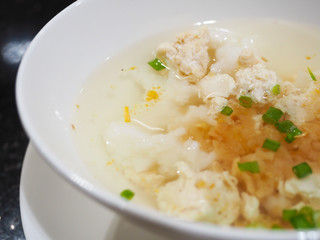 Boiled rice with pork asian breakfast