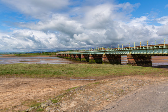 Railway Bridge over the River Esk, seen near Newbiggin, Cumbria, England, UK